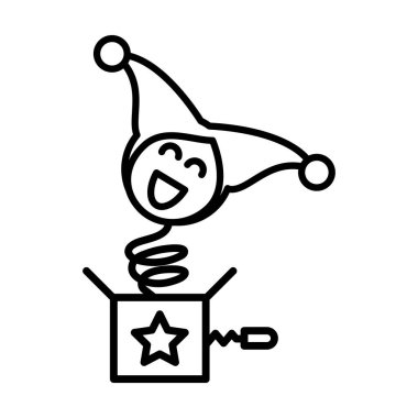 box of surprise with jester on white background