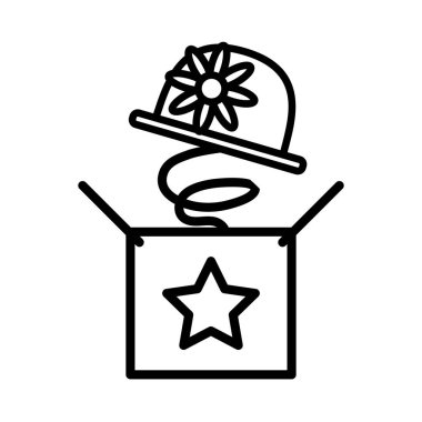 surprise box with a cute hat on white background