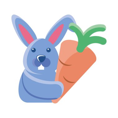 cute rabbit with an carrot on white background