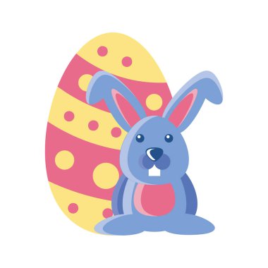 Beyaz arka plan üzerinde yumurta Paskalya tavşanı