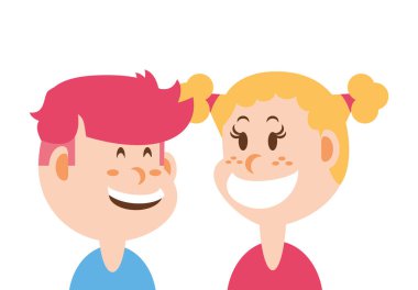 Beyaz arka planda gülümseyen çocuklar