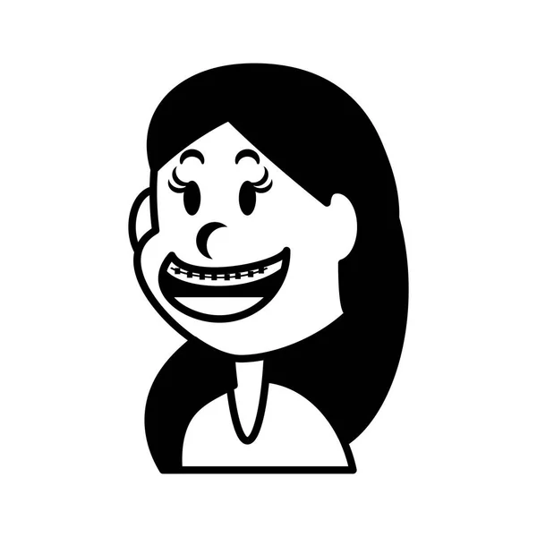 Niedliches Mädchen lächelt auf weißem Hintergrund — Stockvektor