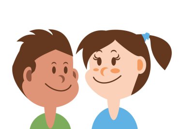 Beyaz arka planda gülümseyen çocuklar