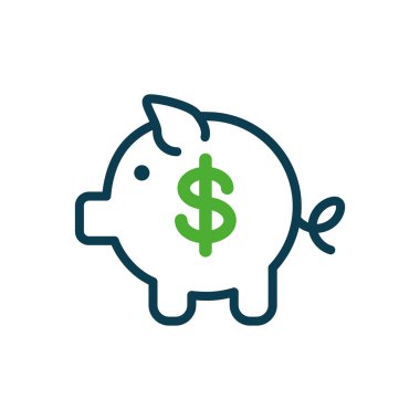 piggy bank icon, half color style