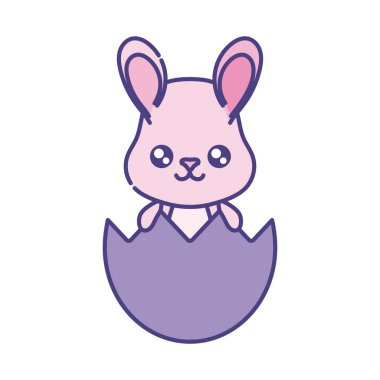 Happy easter rabbit inside egg flat style icon vector design