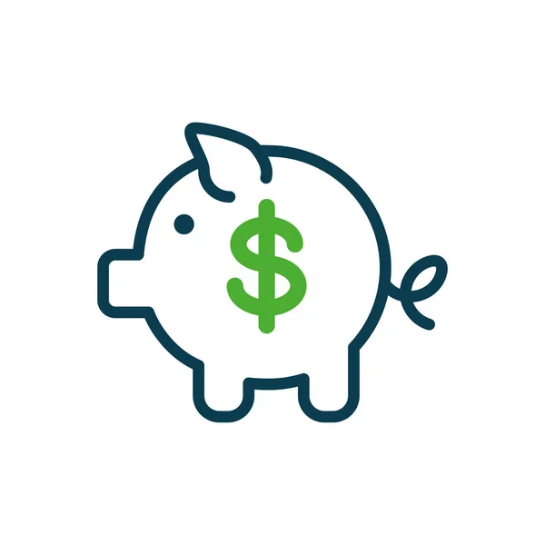 Ícone de banco porquinho, estilo meia cor — Vetor de Stock