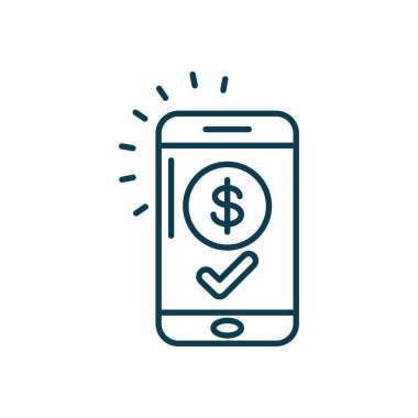 smartphone with money and check symbol icon, line style
