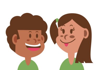 Beyaz arka planda gülümseyen çocuklar