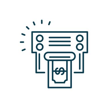 printer with money bill icon, line style