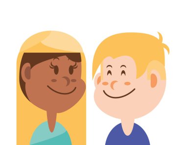 Beyaz arka planda gülümseyen çocuklar