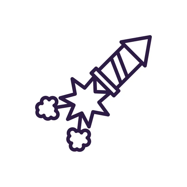 Rocket firework, line style icon — ストックベクタ