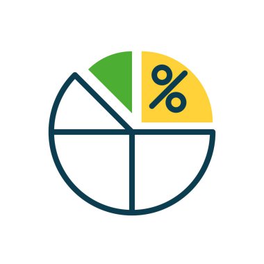 graphic pie chart with percentage symbol, half color style