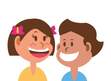 Beyaz arka planda gülümseyen çocuklar