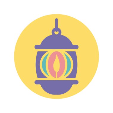 islamic lantern icon, block style design