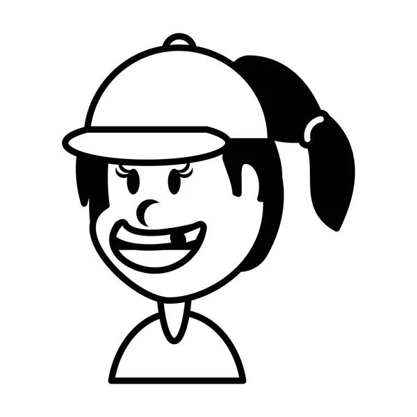 Linda chica sonriendo sobre fondo blanco — Vector de stock