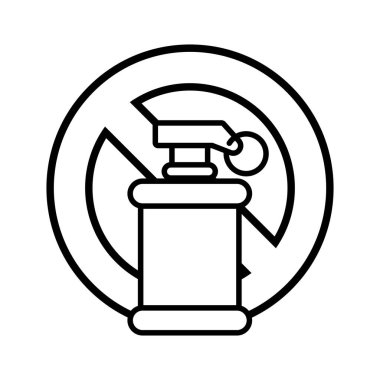 aerosol spray can, forbidden graffiti sign on white background