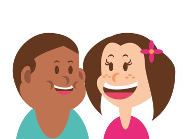 Beyaz arka planda gülümseyen çocuklar