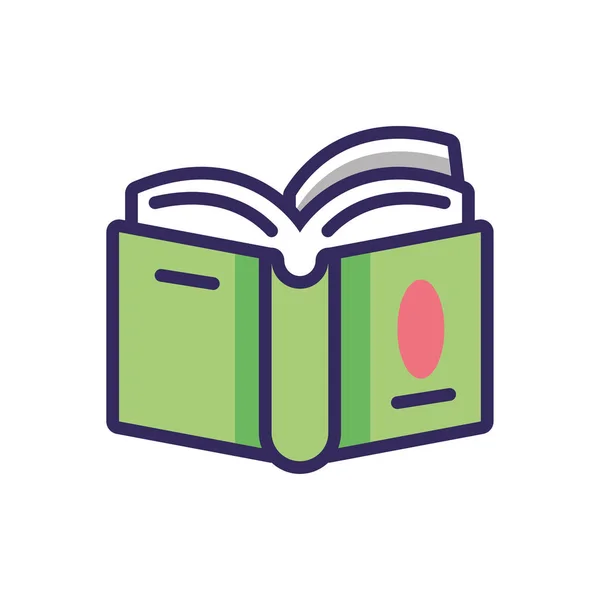 Academic book icon, colorful line and fill style — 스톡 벡터