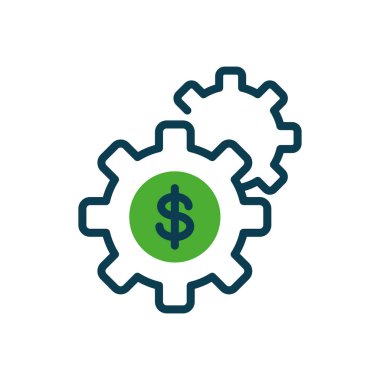 gear wheels with money symbol, half color style