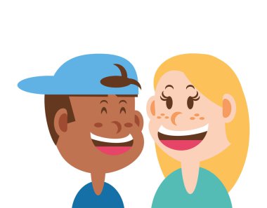 Beyaz arka planda gülümseyen çocuklar