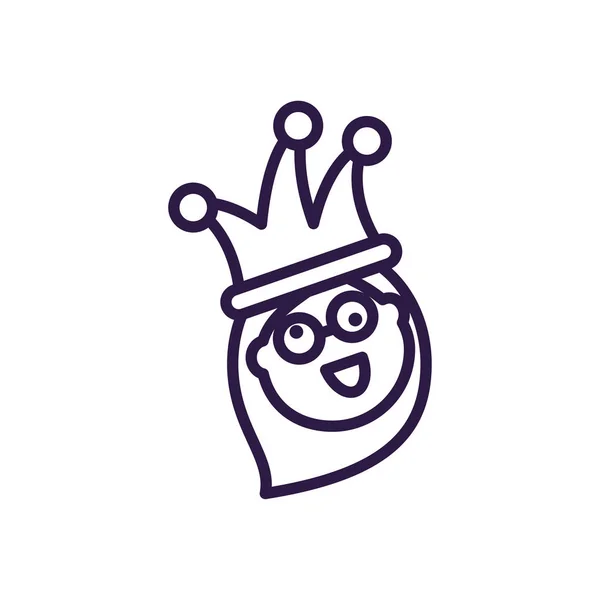 Cartoon woman with jester hat and crazy glasses, line style icon — Stok Vektör