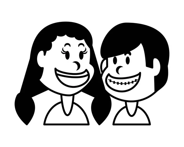 Children smiling on white background — ストックベクタ