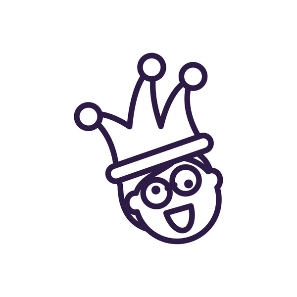 Hombre de dibujos animados con sombrero de bufón y gafas locas, icono de estilo de línea — Archivo Imágenes Vectoriales