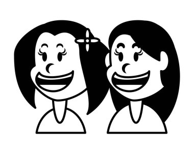 Beyaz arka planda gülümseyen tatlı kızlar.