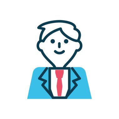 cartoon businessman icon, half color style
