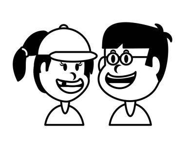 Beyaz arka planda gülümseyen çocuklar