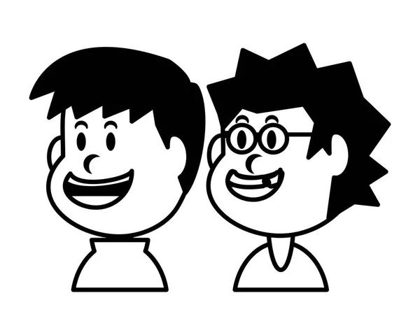 Chicos sonriendo sobre fondo blanco — Vector de stock