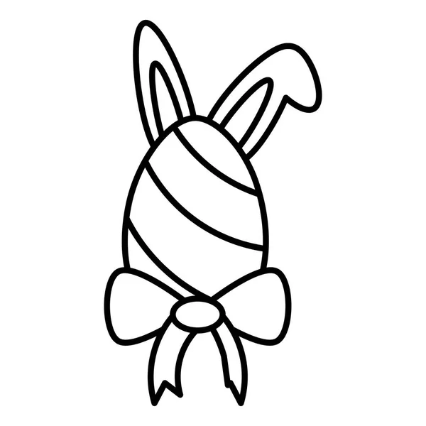 Huevo de Pascua con orejas de conejo sobre fondo blanco — Vector de stock
