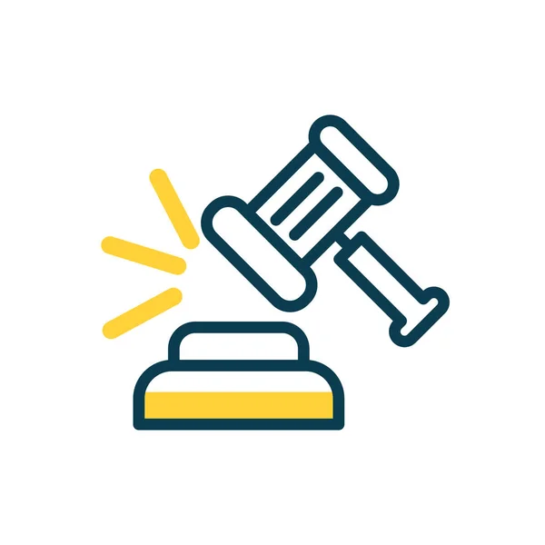 Hammer of justice law icon, half color style — Stockvektor