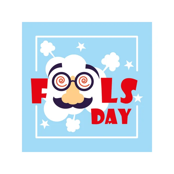 Card with label april fools day, humorous party — Stockvector