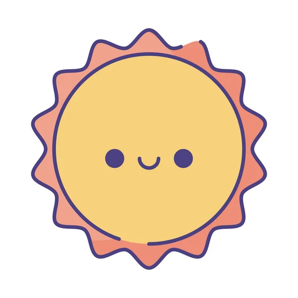 Kawaii sun cartoon flat style icon vector design — Stok Vektör