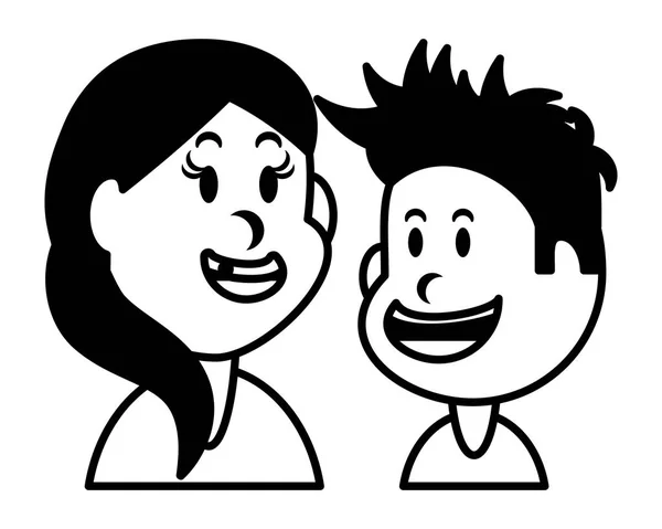 Enfants souriant sur fond blanc — Image vectorielle