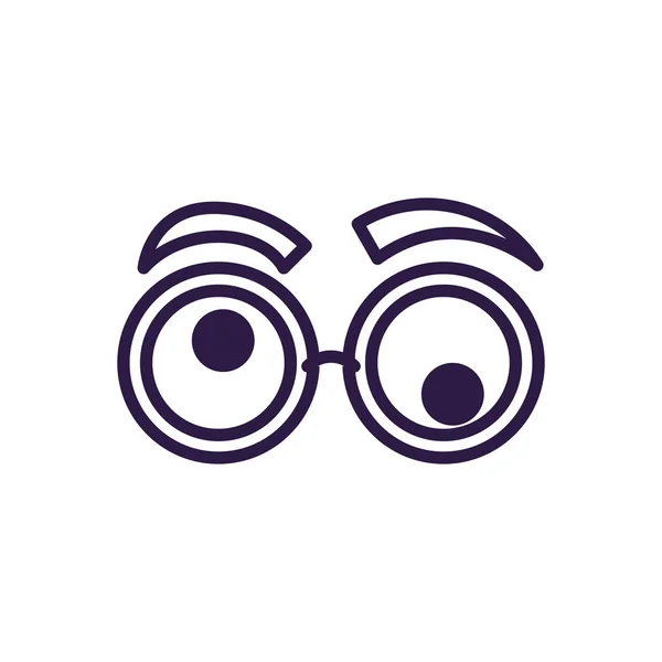 Crazy glasses with eyebrows, line style icon — Stok Vektör