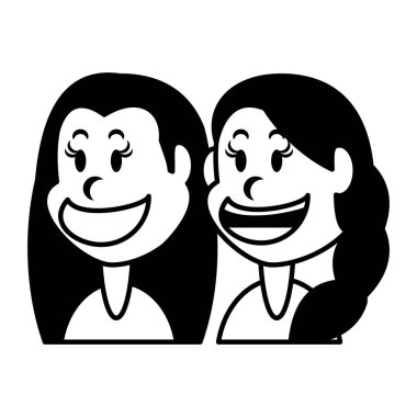 Beyaz arka planda gülümseyen tatlı kızlar.