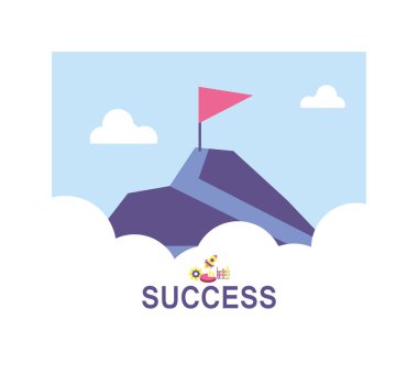 mountains with flag , way to success