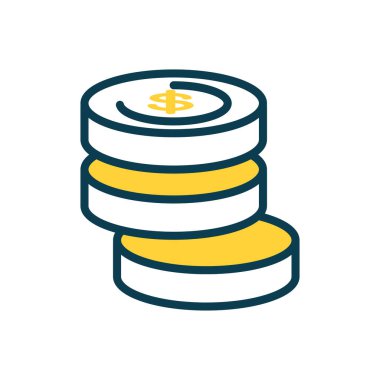 money coins stack icon, half color style