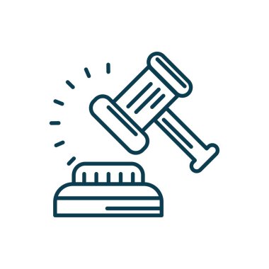 Hammer of justice law icon, line style