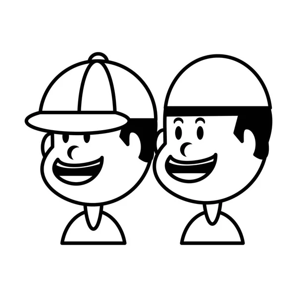 Chicos sonriendo sobre fondo blanco — Vector de stock