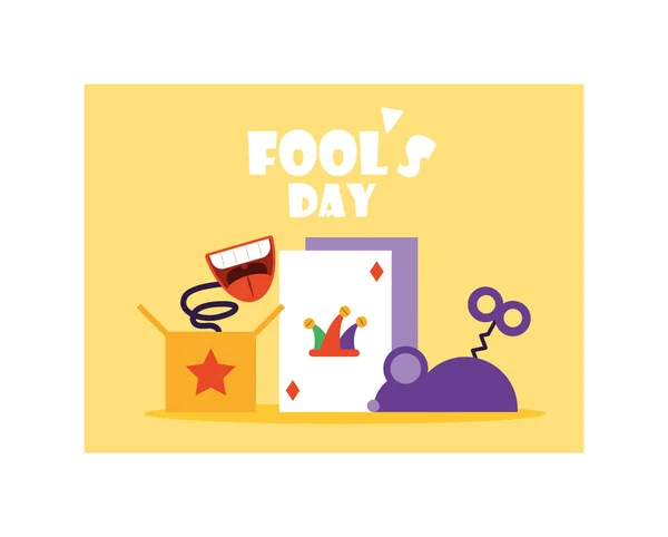 Card with label april fools day, humorous party — 图库矢量图片