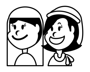 Beyaz arka planda gülümseyen tatlı kızlar.