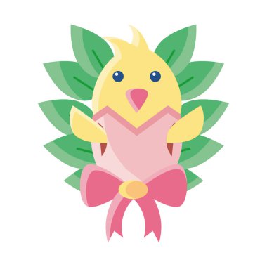 chicken with eggshell on white background