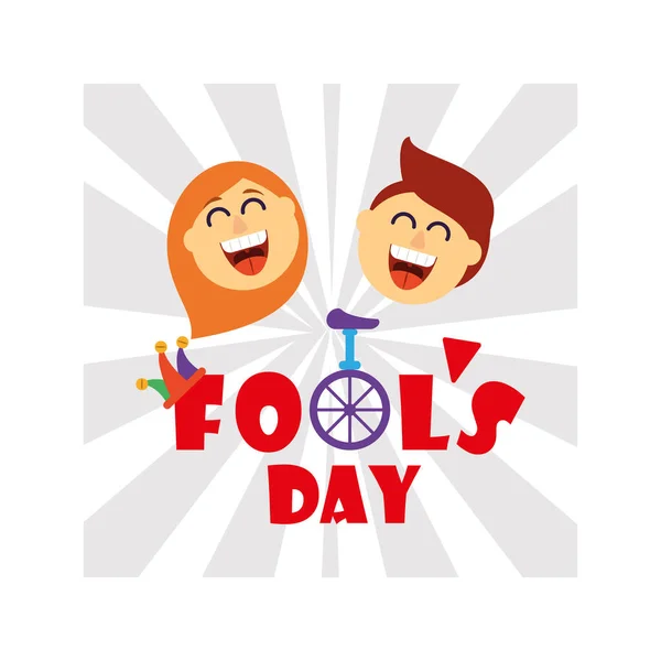 Card with label april fools day, humorous party — Stockvector