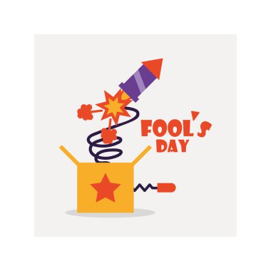 card with label april fools day, humorous party
