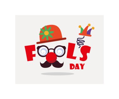 card with label april fools day, humorous party