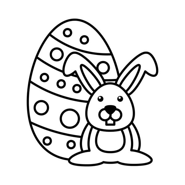 Conejo de Pascua con huevos sobre fondo blanco — Vector de stock