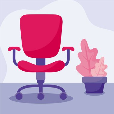 We are hiring message with office chair and plant vector design